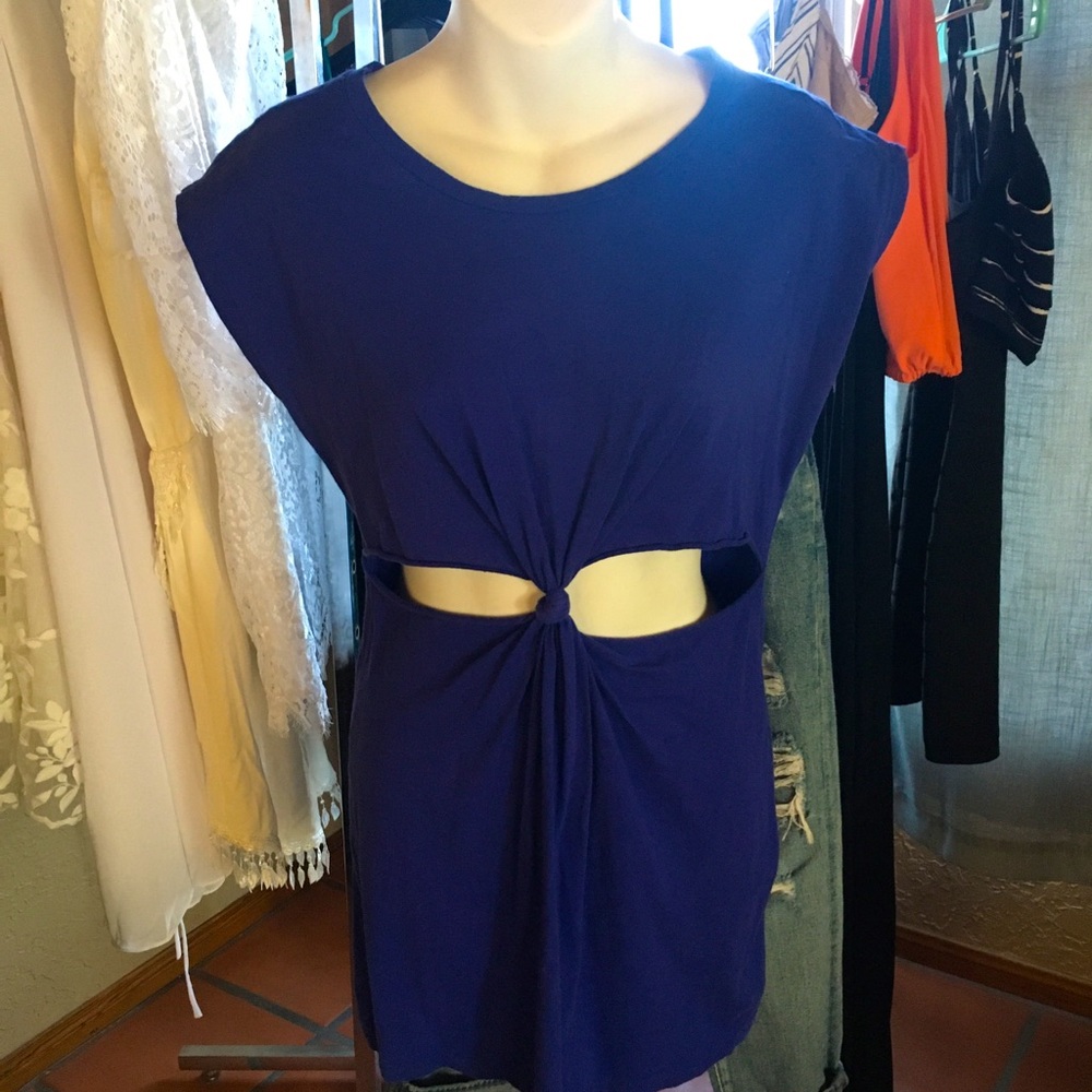 Small royal blue dress - with open cuts in mid section with knot tie